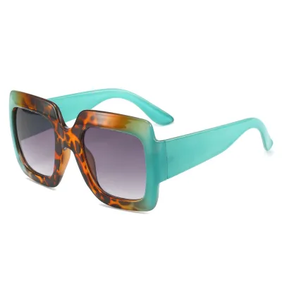 Women Fashion Simple Box Color Matching Square Frame PC Sunglasses