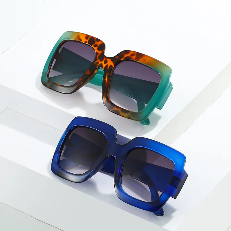 Women Fashion Simple Box Color Matching Square Frame PC Sunglasses