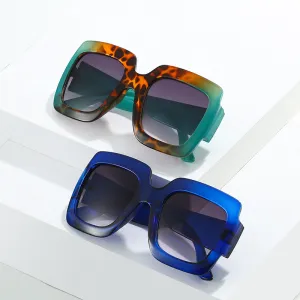Women Fashion Simple Box Color Matching Square Frame PC Sunglasses
