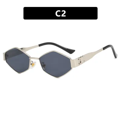 Women Fashion Personalized Small Frame Diamond Metal Sunglasses