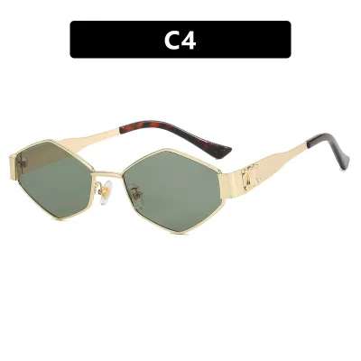 Women Fashion Personalized Small Frame Diamond Metal Sunglasses