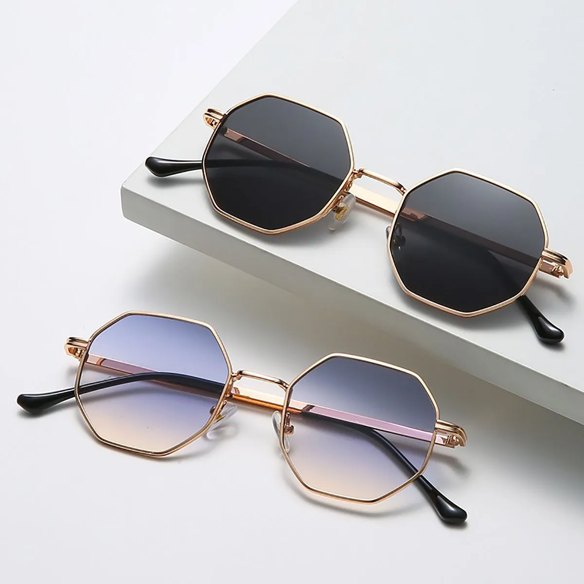 Simple Fashion Polygon Sunglasses with Metal Frame for Street Style