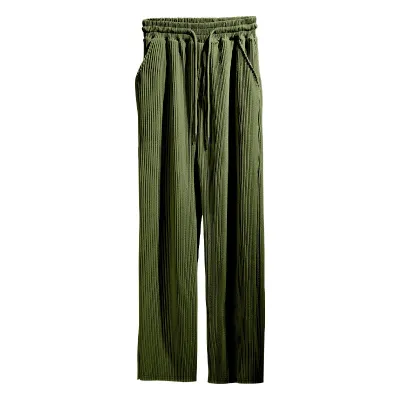 Men Summer Striped Wide Leg Sweatpants with Pockets