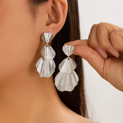 Fashion Personality Double Floral Leaves Earrings