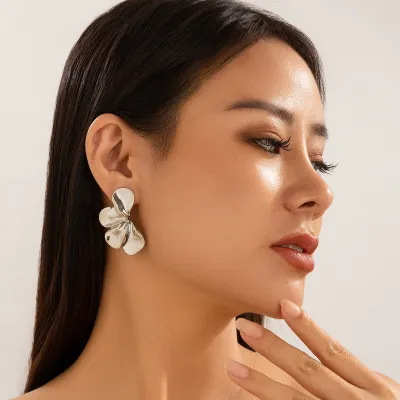 Fashion Personality Double Floral Leaves Earrings