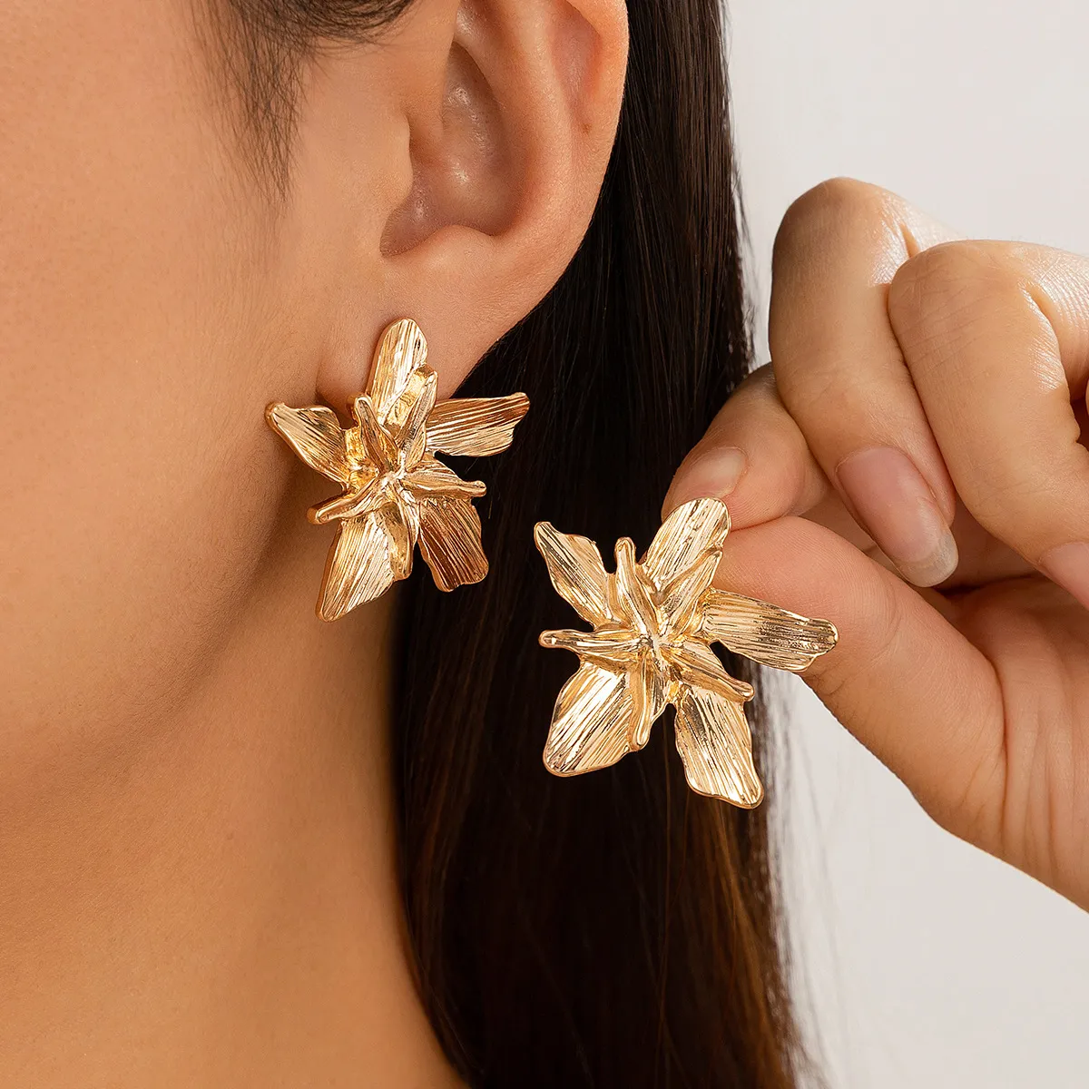 Fashion Personality Double Floral Leaves Earrings