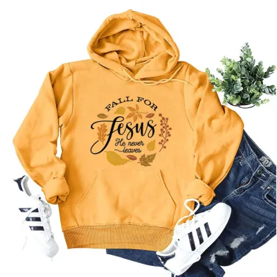 Autumn Fall For Jesus Women Casual Long Sleeve Pullover Hoodie Street Hipster