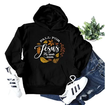 Autumn Fall For Jesus Women Casual Long Sleeve Pullover Hoodie Street Hipster