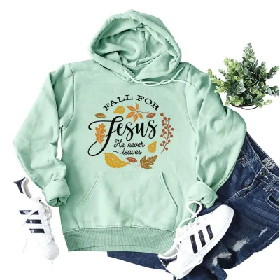 Autumn Fall For Jesus Women Casual Long Sleeve Pullover Hoodie Street Hipster