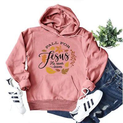 Autumn Fall For Jesus Women Casual Long Sleeve Pullover Hoodie Street Hipster