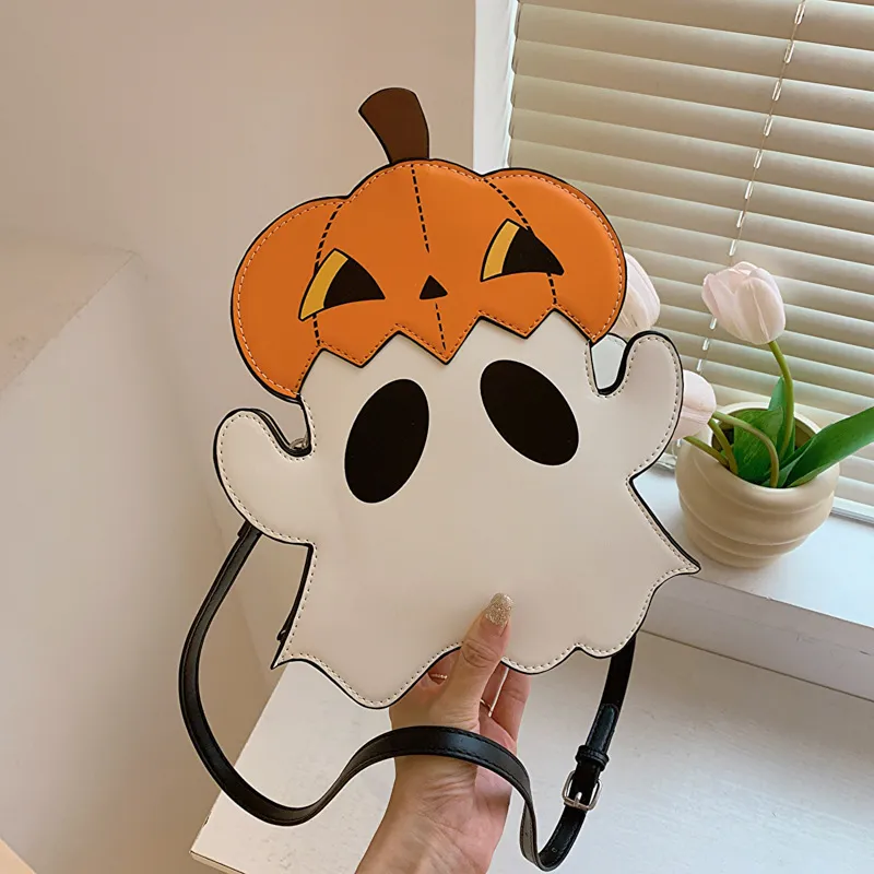 Halloween Creative Personality Funny Pumpkin Shoulder Bag PU Street Trend Zipper