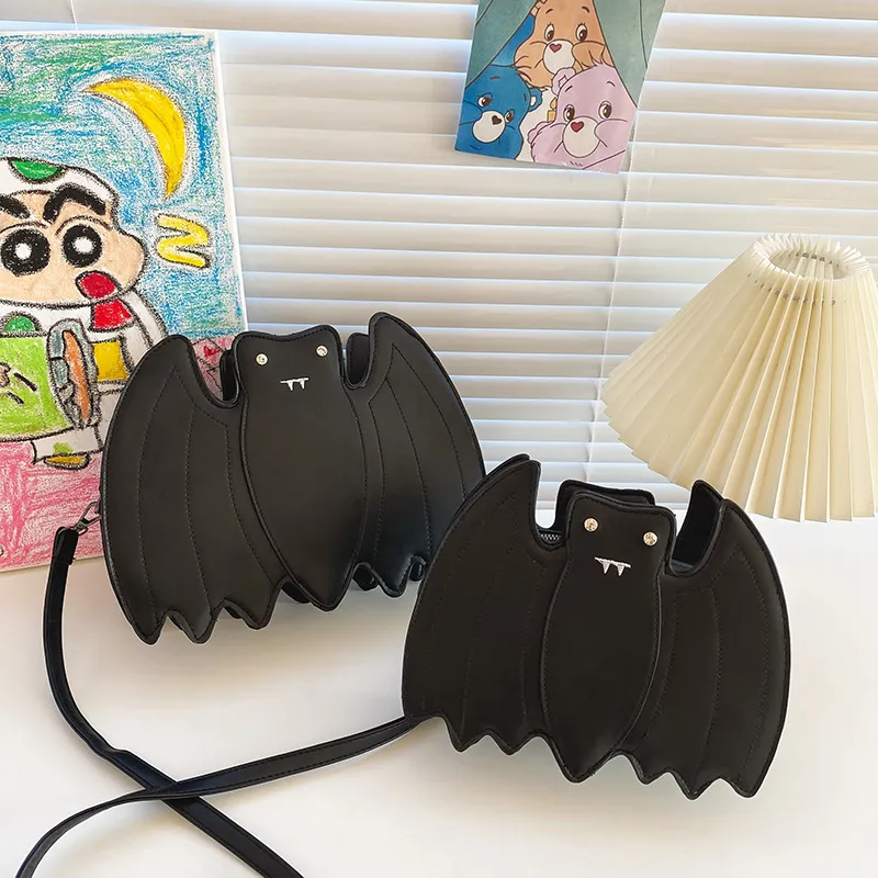 Gothic Halloween Creative Bat PU Crossbody Bag with Zipper