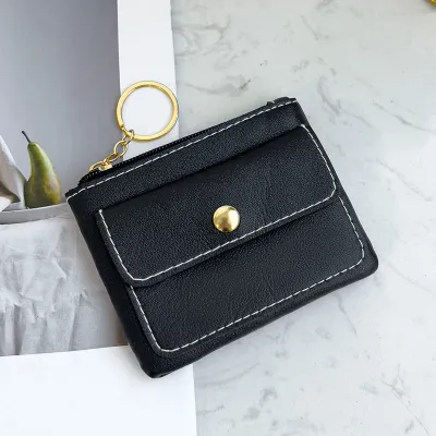 Women Fashion Casual Solid Color PU Zipper Wallet