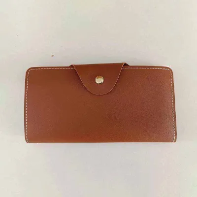 Women Fashion Casual Solid Color Multi-Card Slot PU Zipper Two-Fold Tall Wallets