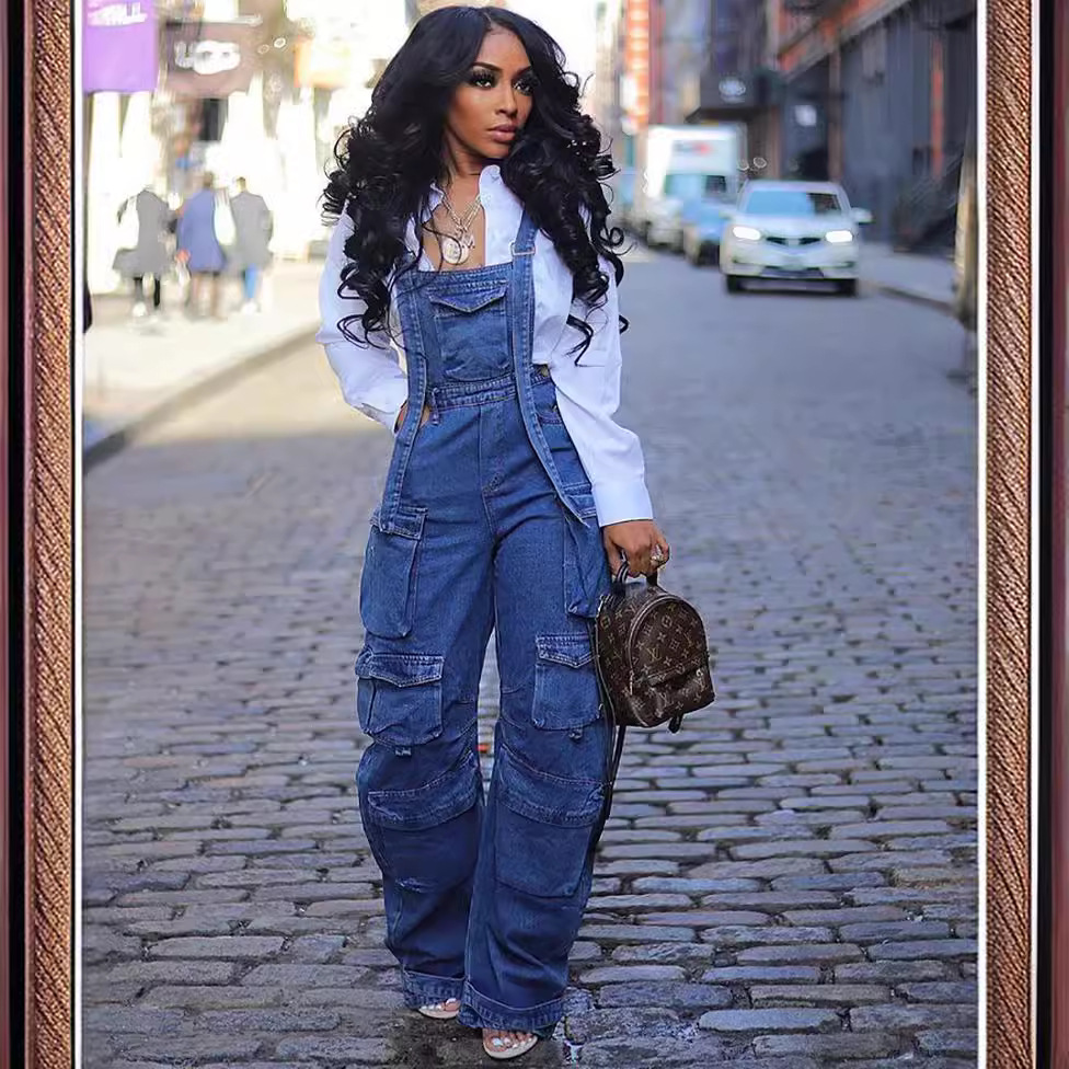 Loose denim jumpsuit on sale