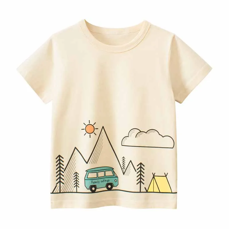 Kids Toddler Boys Casual Cute Cartoon Print Short Sleeve Round Neck T-Shirt