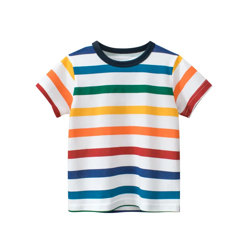Kids Toddler Boys Casual Cute Stripe Print Short Sleeve Round Neck Cotton T-Shirt