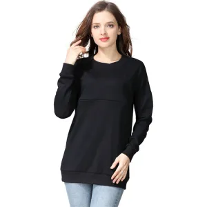 Autumn Winter Pregnant Women Fashion Thickened Round Neck Long Sleeve Breastfeeding Sweatshirt