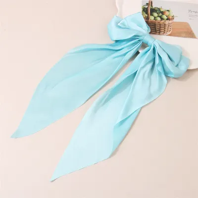 Women Simple Solid Color Satin Bow Spring Clip
