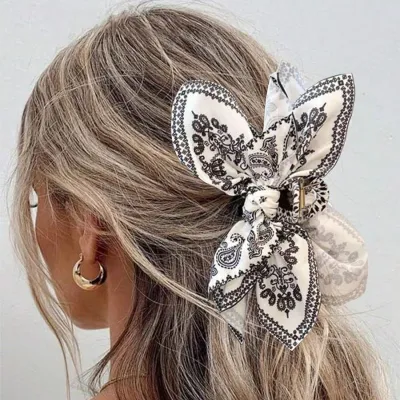 Women Fashion Double-Sided Cashew Flower Bow Hair Claws