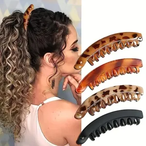 Women Fashion Simple Vertical Banana Clip Plastic Resin Hair Accessory