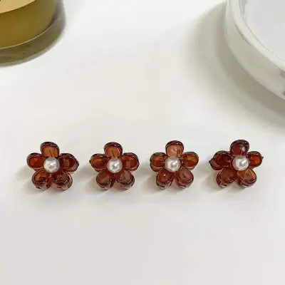 Women Simple Fashion Mini Pearl Floral Hair Claws