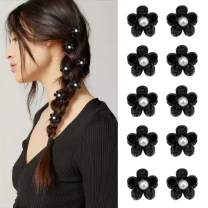 Women Simple Fashion Mini Pearl Floral Hair Claws
