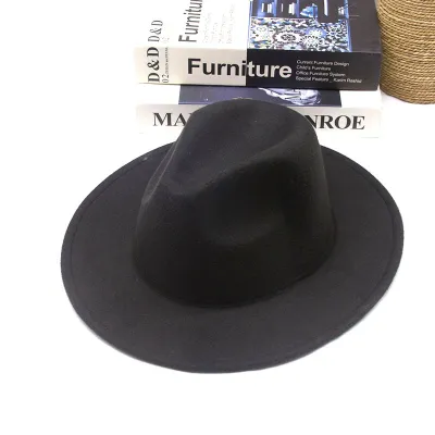 Vintage Style Solid Color Top Hat For Men Women Polyester Fedora