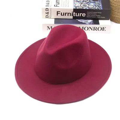 Vintage Style Solid Color Top Hat For Men Women Polyester Fedora