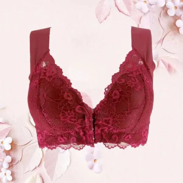 Front Buckle Plus Size Lace Bra Full Cup