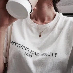 Everything Has Beauty 1980 Women Cartoon Street Hipster Pure Cotton Short Sleeve T-Shirt