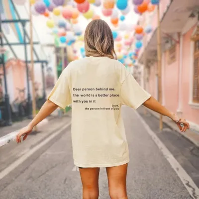 Women Basic Short-Sleeved Round Neck Letter T-Shirt