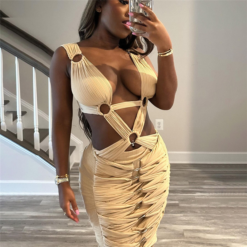 Wholesale Summer Women Fashion Sexy Hollow Hole Lace-Up Slim
