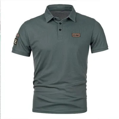 Men Fashion Casual Basic Plus Size Slim Fit Short Sleeve Lapel POLO Shirt