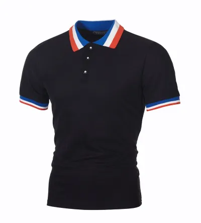 Men Fashion Casual Color Block Short Sleeve Lapel POLO Shirt