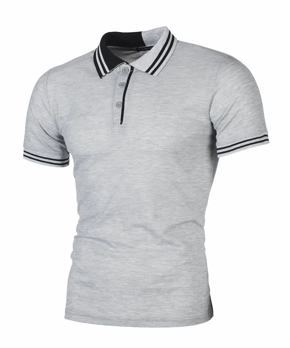 Men Fashion Casual Basic Striped Short Sleeve Tight Lapel Polo Shirt