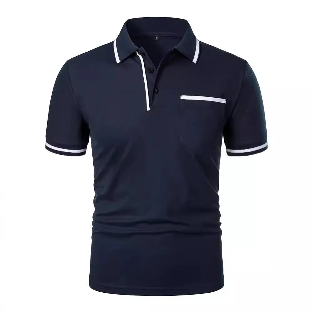 Men Fashion Casual Basic Solid Color Short Sleeve Lapel Slim Fit POLO Shirt
