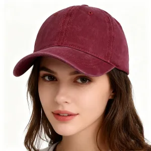 Vintage Casual Solid Color Cotton Baseball Cap Dome