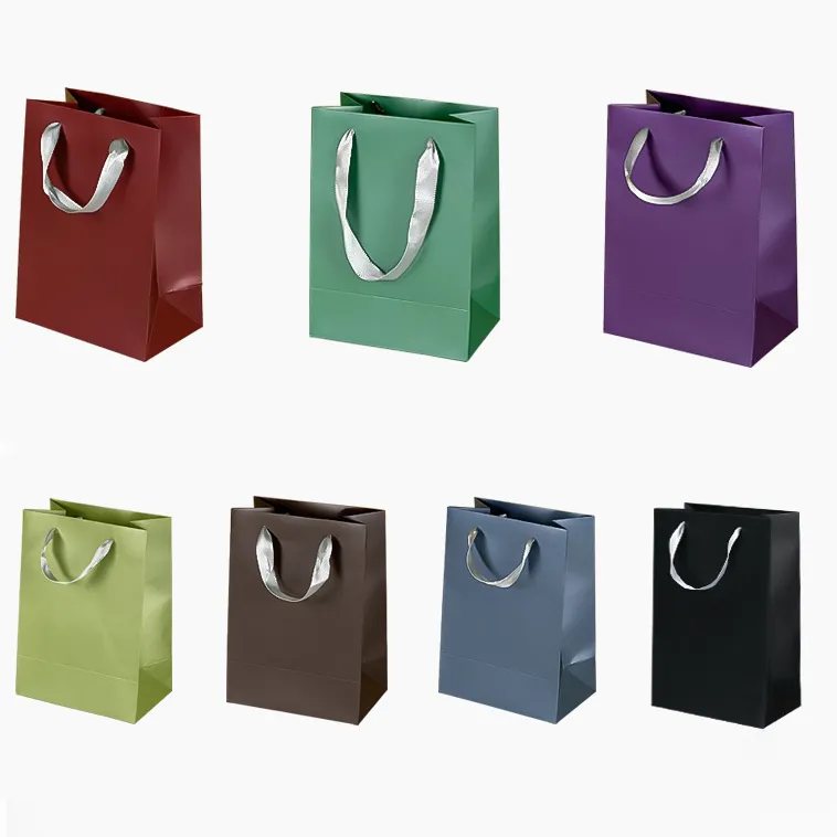 Simple Solid Color Thick Shopping Portable Gift Bag 10pcs-Bag