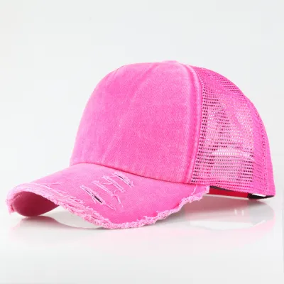 Casual Solid Color Mesh Breathable Baseball Cap Dome Cotton Blend Fresh Sweet