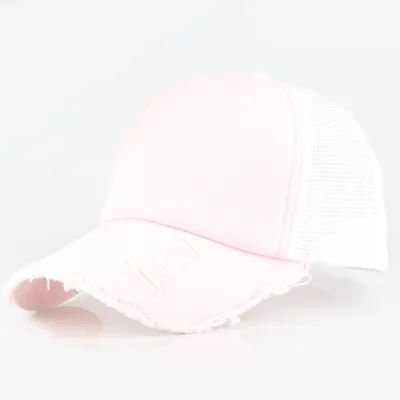 Casual Solid Color Mesh Breathable Baseball Cap Dome Cotton Blend Fresh Sweet