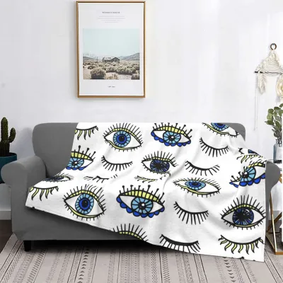 70*100cm Evil Eye Blanket Custom Cartoon Eyelashes 3D Digital Printing Flannel Throw