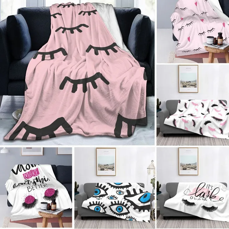 70*100cm Evil Eye Blanket Custom Cartoon Eyelashes 3D Digital Printing Flannel Throw