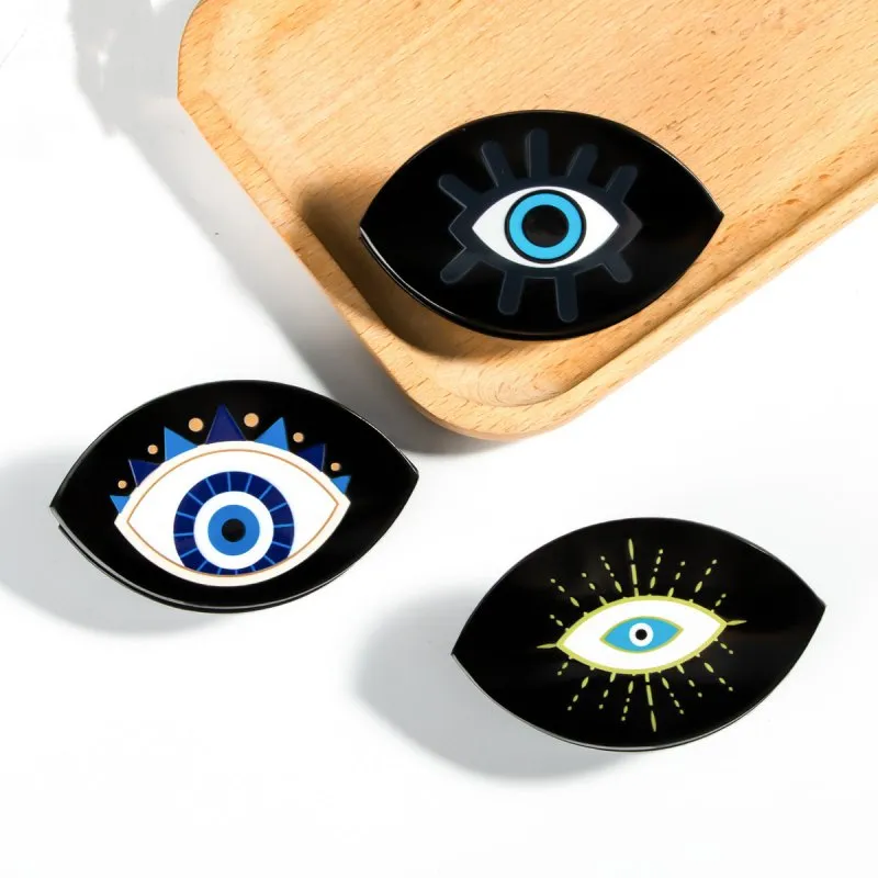Evil Eye Black Acrylic Print Hair Clip Claw Hair Accessories Women Natural Fresh Sweet
