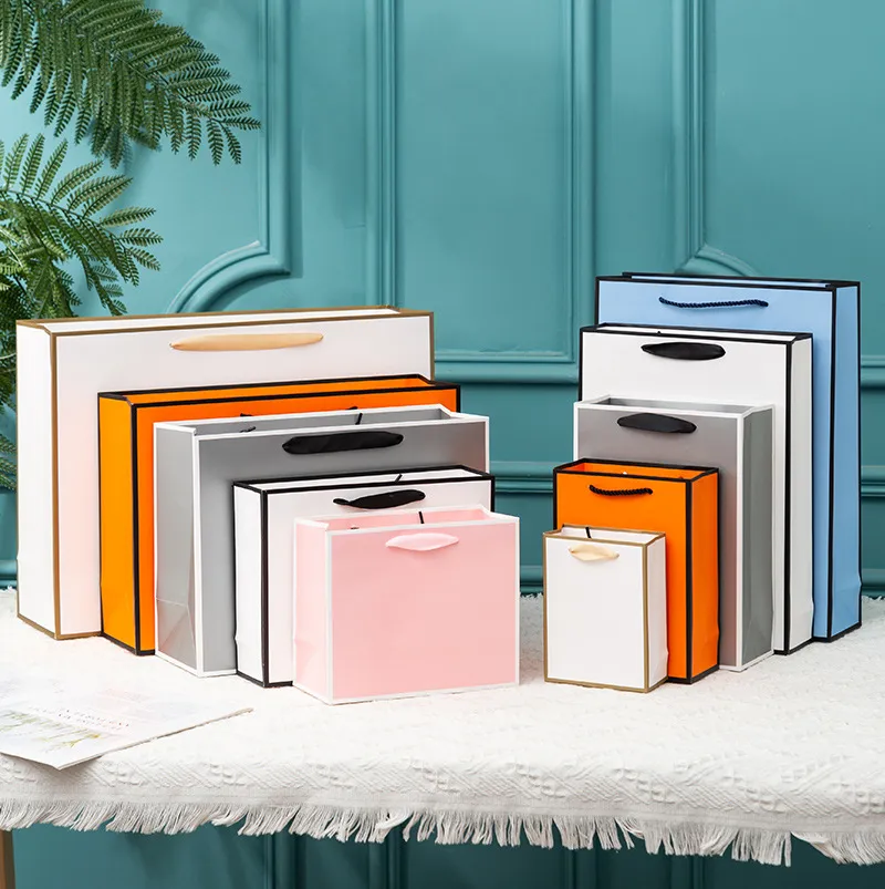 Simple Solid Color Thickened Shopping Portable Gift Bag 10pcs-Bag