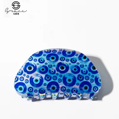 Blue Series Evil Eye Hairpin Hair Claw Jewelry Hair Accessories Women's Fresh Sweet Style