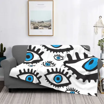 70X100cm Eyelash Knitted Cartoon Evil Eye Flannel Blanket for Home