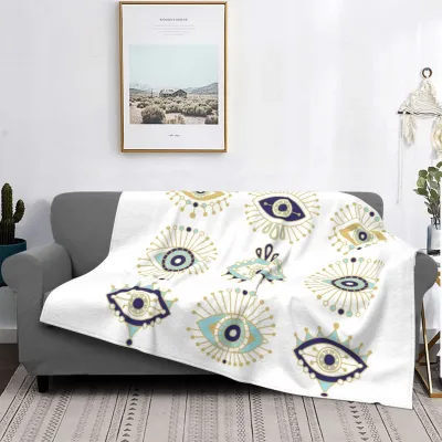 70X100cm Eyelash Knitted Cartoon Evil Eye Flannel Blanket for Home
