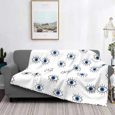70X100cm Eyelash Knitted Cartoon Evil Eye Flannel Blanket for Home