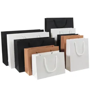 Simple Solid Color Thick Shopping Portable Gift Bag 10Pcs-pack